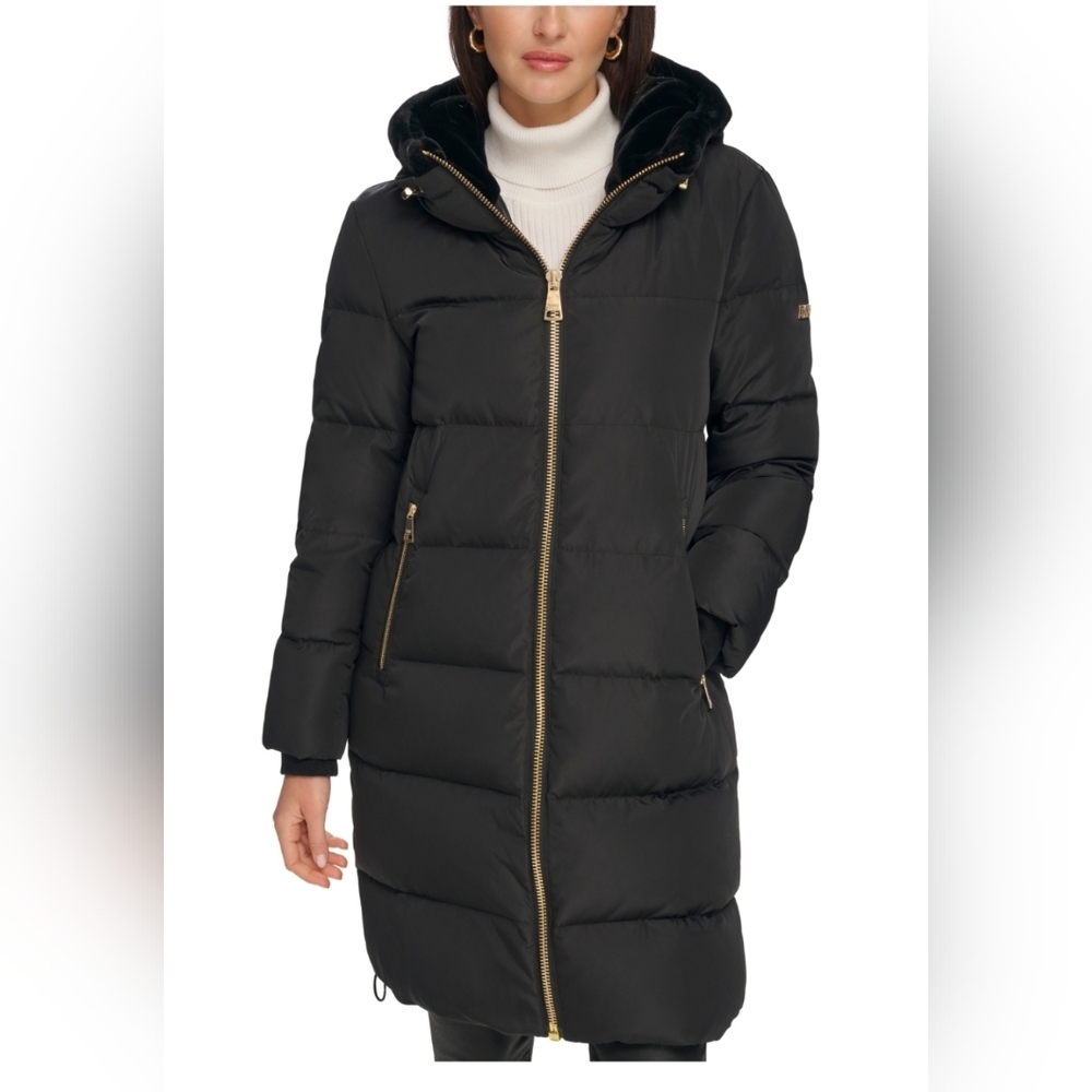 DKNY. Duck Down Black Winter Coat.  Women's Size L